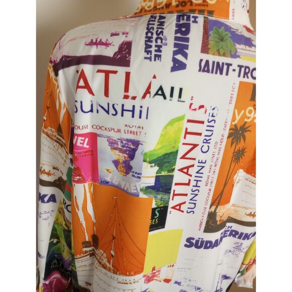 NWOT Button Down Blouse with Travel Destinations / Size Medium - Picture 5 of 11